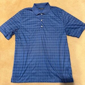 Greg Norman Collection Blue Grid Men's Polo Shirt Sz L/G